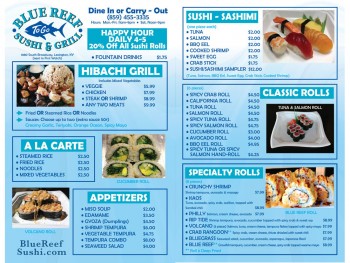 Blue Reef Sushi Menu